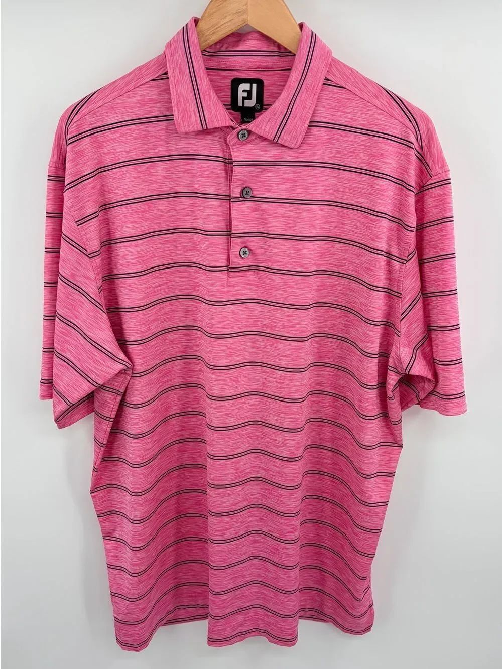 FootJoy pink black striped 3 button golf performance polo men’s XL